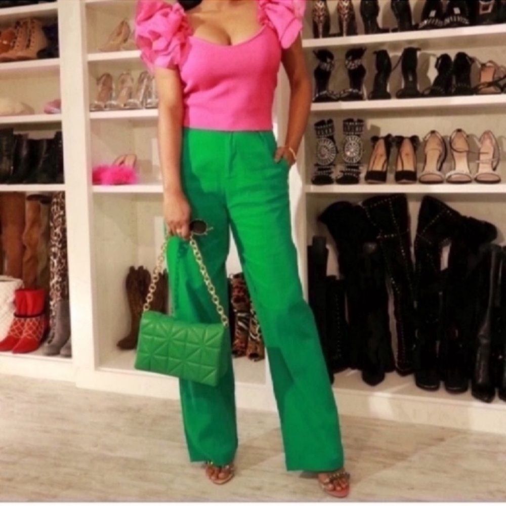 Solid High Rise Straight Leg Pants - image 6